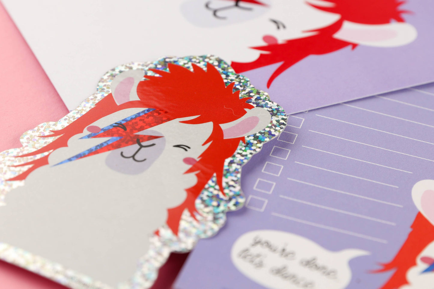 David Bowie Ziggy Stardust Llama Glitter Sticker