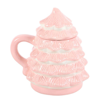 Pink Christmas tree shaped mug