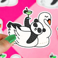 Autocollant Pool Party Panda sur Bouée Cygne