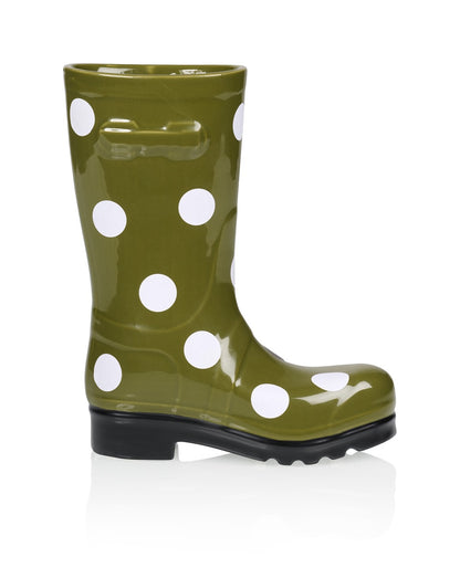 vase bottes wellington vert a pois bitten