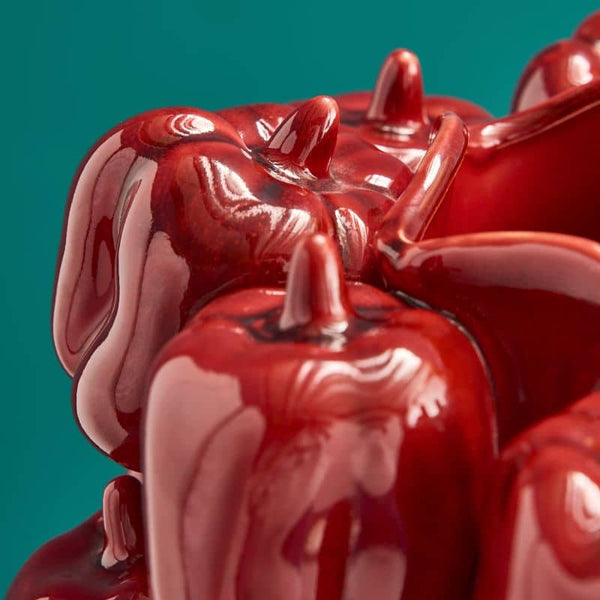 Paprika Red Vase, Stoneware, 25 x 25 x 31 cm Handmade