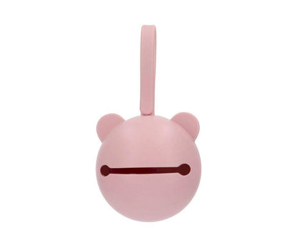 Pink Bear Silicone Soother Clip