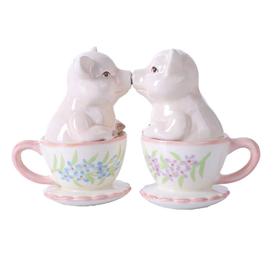 Salt and Pepper Pigs in Teacups