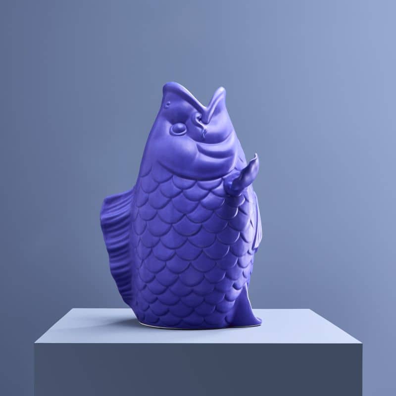 Blubb Sculpture/Vase, Matte Blue Stoneware, 35 x 30 x 44 cm