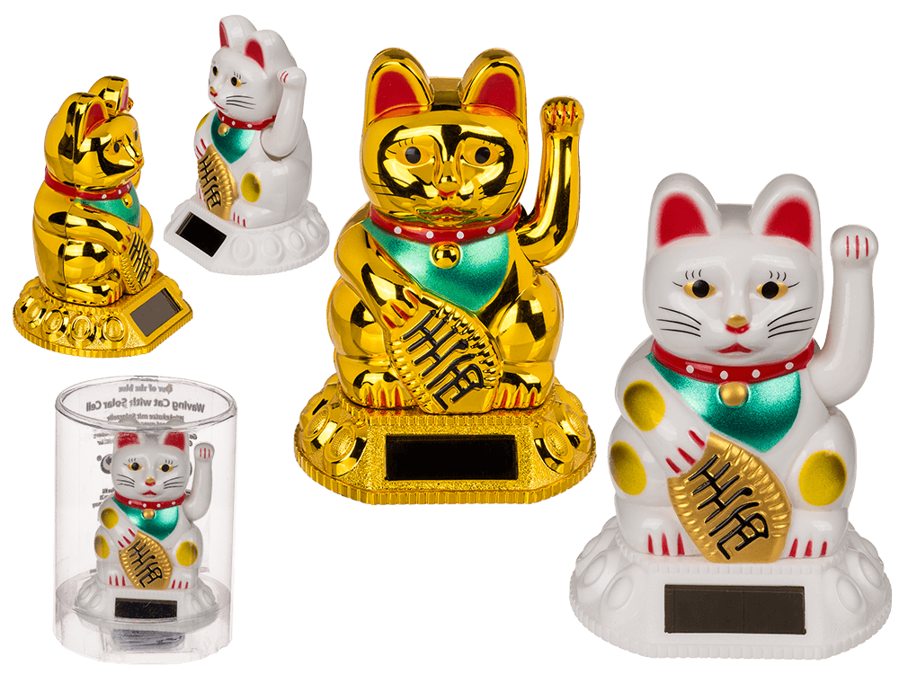 Mini Chat Chanceux Blanc Solaire