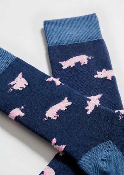 BePig Blue - Chaussettes en coton biologique à 100%
