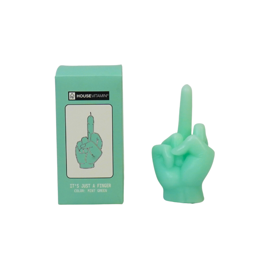 Bougie - Doigt d'Honneur - Cire - Menthe - 310 grammes - 10x9x17 cm