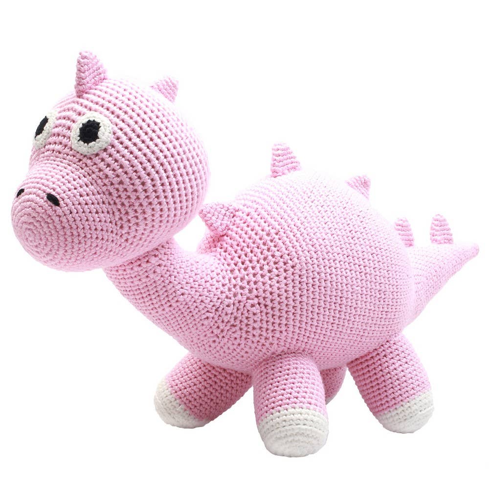 Peluche XL en Crochet - Dino rose clair