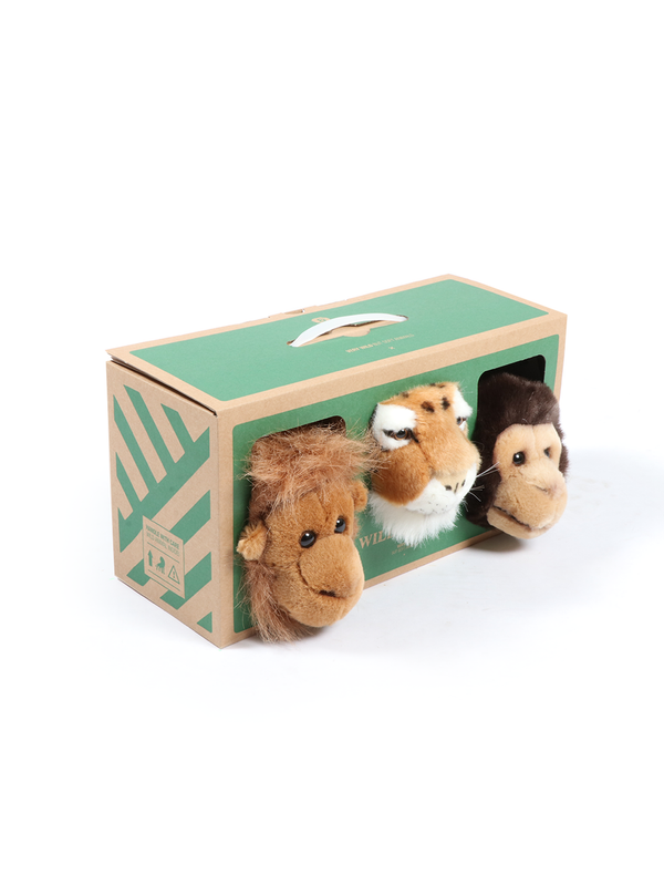 Mini Décoration Murale Peluche Têtes d'Animaux : Coffret Jungle - Wild & Soft