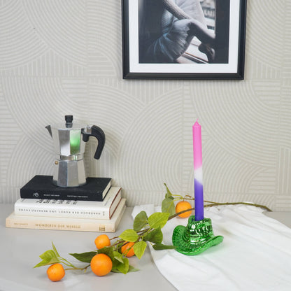 Bougeoir - Chapeau de cowboy - Vert - 13,5x11x7 cm