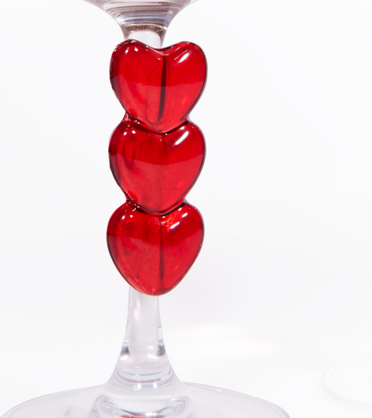 Set of two heart wine glasses