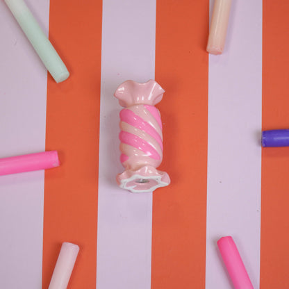 Candlestick - Toffee Candy - Ceramic - Pink/Neon - 7.5x7.5x13 cm