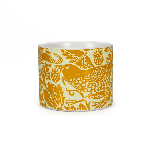 William Morris Strawberry Thief ceramic flower pot, yellow