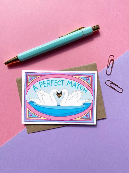 Small Swans "A Perfect Match" Greeting Card