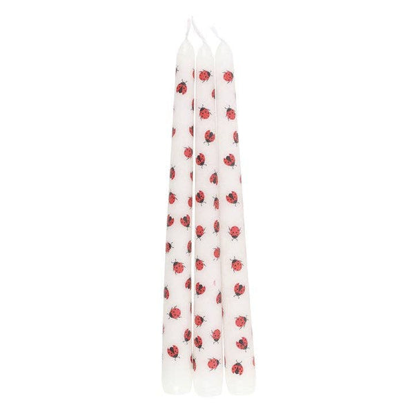 Set of 3 ladybug printed candles