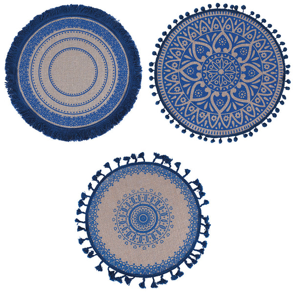 BLUE JUTE PLACEMAT 3 ASST - 5914040