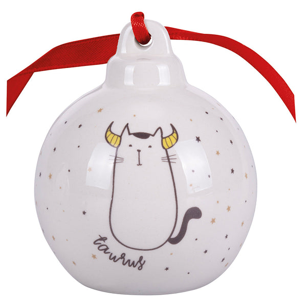 Ceramic Christmas bauble, Oroscocats Taurus