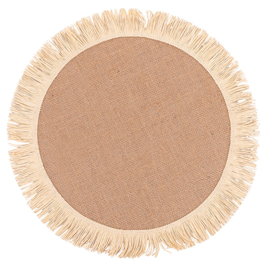 ROUND JUTE PLACEMAT   PAPER FRINGE - 5918039