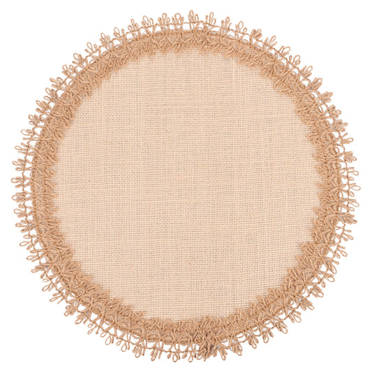 ROUND JUTE PLACEMAT EMBROIDERED BORDER A - 5918040