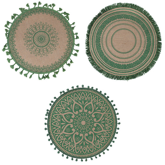 GREEN JUTE PLACEMAT 3 ASSORTED - 5918481