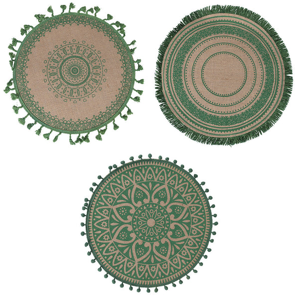 GREEN JUTE PLACEMAT 3 ASSORTED - 5918481