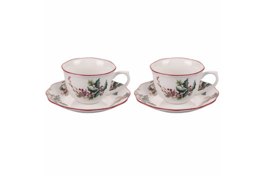 VINTAGE XMAS SET OF 2 CUPS AND SAUCERS - 5919063
