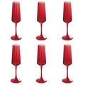 OPTIC SET 6 RED GLASS FLUTES 250ML - 5919695
