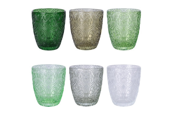 Granada Greenery Set of 6 green 300 ml glass tumblers 5920875