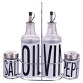 BIG IS MORE GLASS MENAGE SET 4 PCS WHITE + STAND - 5920966