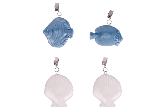 LOT DE 4 POIDS DE NAPPE ASSORTIS BLANC/BLEU - 5921058