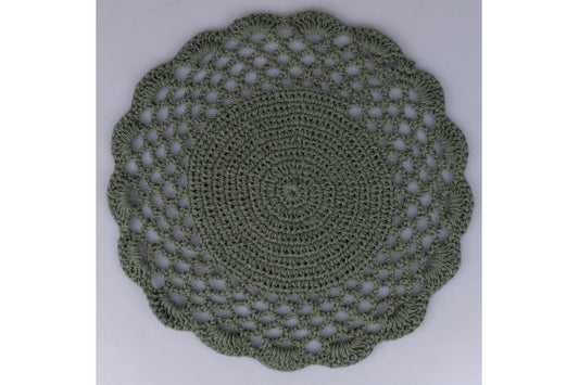 CROCHET PLACEMAT D 38CM MILITARY GREEN - 5921183