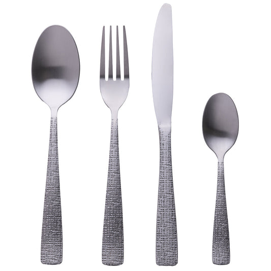 TEXTURE CUTLERY SET 24 PCS MATTE SILVER - 5921395