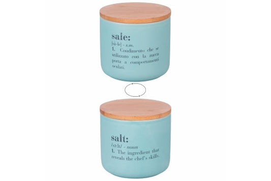 VICTIONARY SALE - DOUBLE-SIDED SALT JAR WITH BAMBOO LID - 5921878