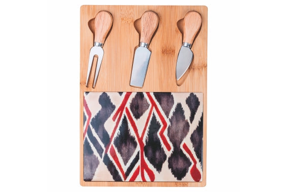 MALINDI CUTTING BOARD WITH 3 CHEESE KNIVES DECOR - 5921950