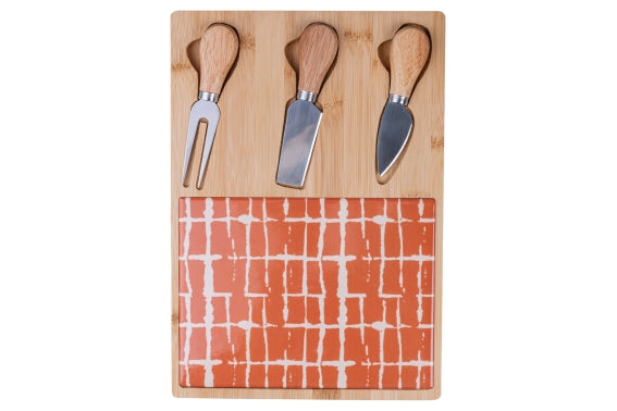 GINZA CUTTING BOARD WITH 3 CHEESE KNIVES DECOR - 5922275