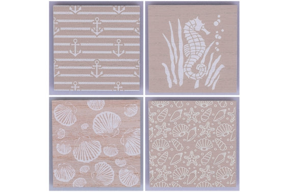 SET OF 4 COASTERS 4 ASS / WOOD - 5922316