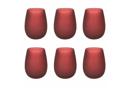 HAPPY HOUR SET 6 GLASSES 600ML FROSTED BURGUNDY - 5923512