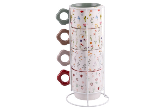 BOTANIST SET 4 MUGS W/IRON STAND - 5924971