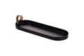 BLACK METAL TRAY/LEATHER HANDLE 35.5X12X2C - 5926335