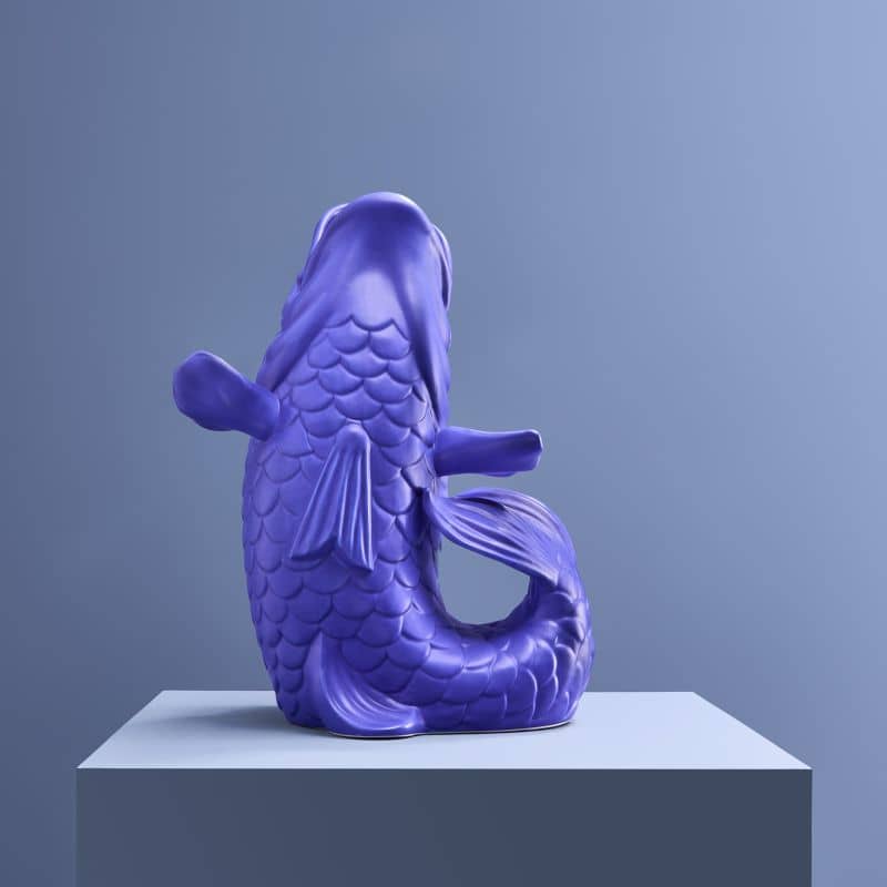 Blubb Sculpture/Vase, Matte Blue Stoneware, 35 x 30 x 44 cm