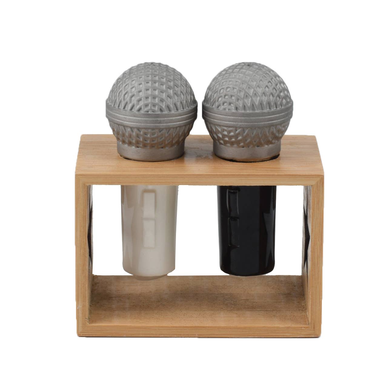 Sel et poivre Microphones avec support en bois