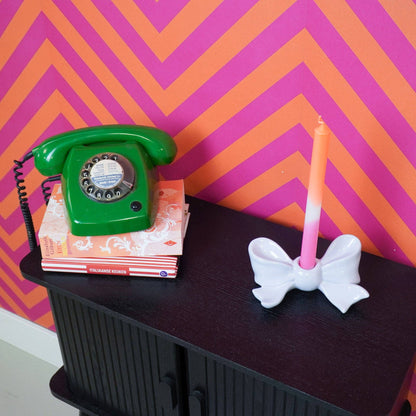 Bougeoir - Nœud - Céramique - Lilas - 18x9x7 cm