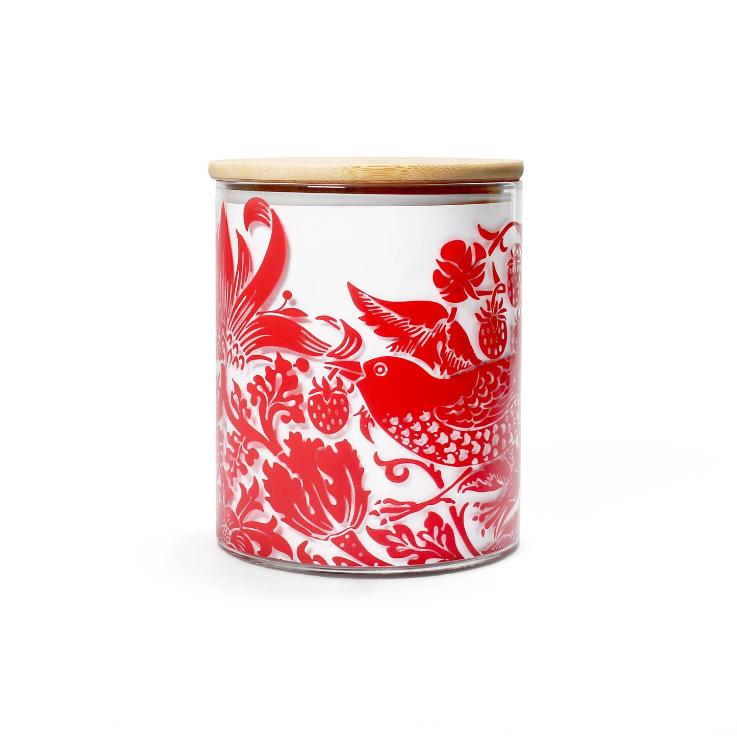 William Morris Raspberry Red Glass Food Storage Container