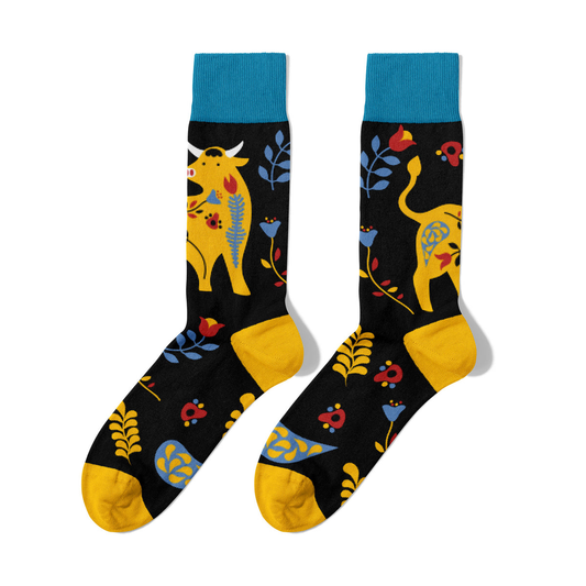Chaussettes Souvenir Taureau Coton Bio Noires