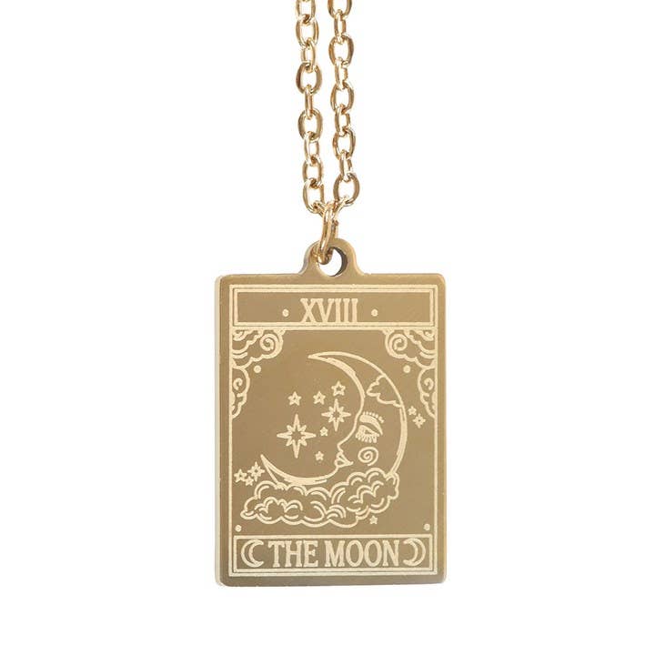 Vintage Moon Tarot Card Necklace