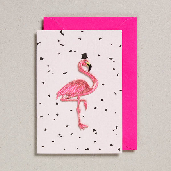Greeting Card with Patch - Flamingo
