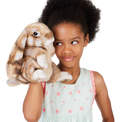 Marionnette à main Lapin soyeux et lapin/Silky Bunny Rabbit 3216 Folkmanis réaliste