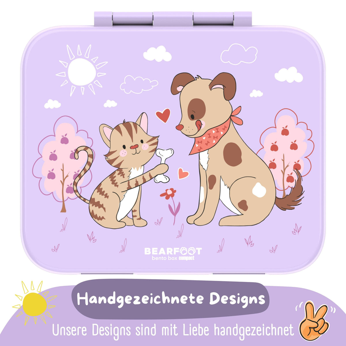 Bento Box with Compartments, Leakproof - Dog & Cat Purple
