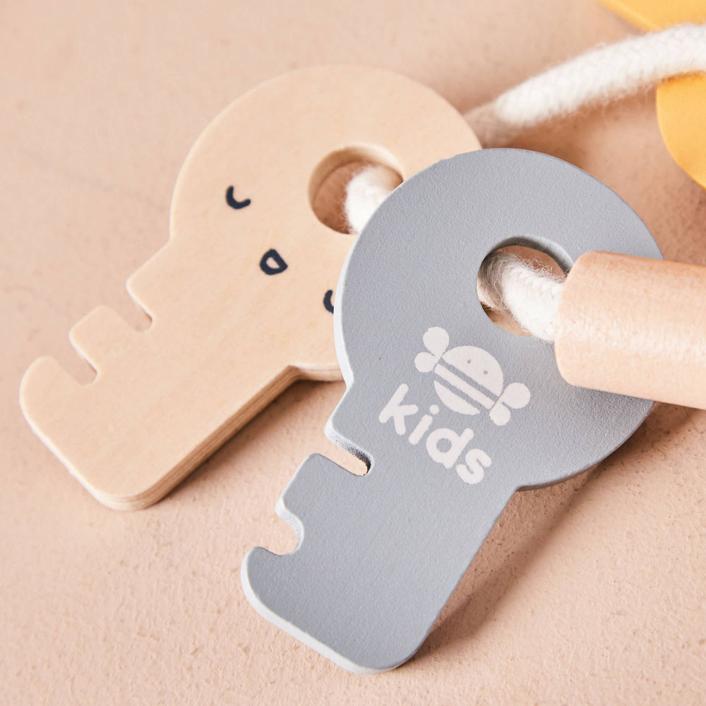 Children's Toy Set: Wooden Telephone and Keys