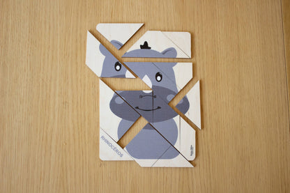 Rhinoceros wooden puzzle